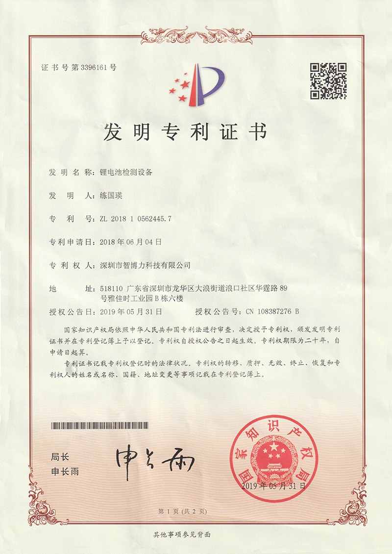 Patent Certificate
